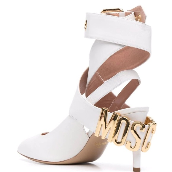 Moschino logo plaque wrap around heels 40, US 9.5/10 - Picture 9 of 9
